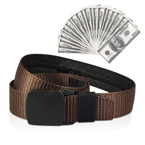 Realistic Belt Diversion Safe - Discreet Brown Belt with a Secret compartment to Stash Money, Jewelry, or Pills